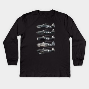 Grumman F6F Hellcat WW2 Fighter aircraft Kids Long Sleeve T-Shirt